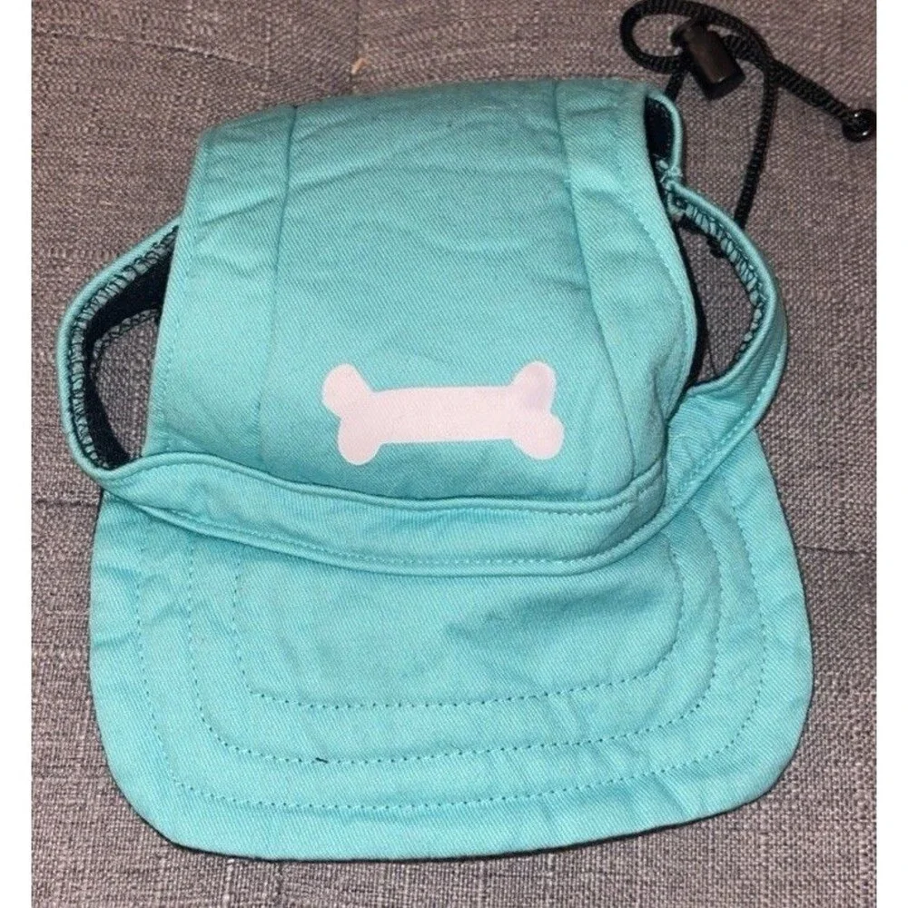 Light Blue Size L Dog Ear Holes Adjustable Chin Strap Baseball Hat Cap